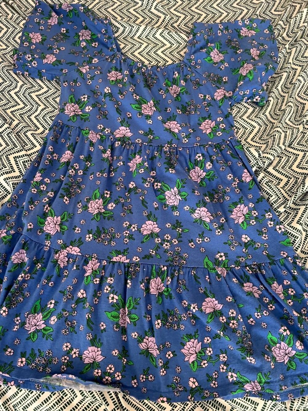 Crewcuts kid dress size 10 blue with flower